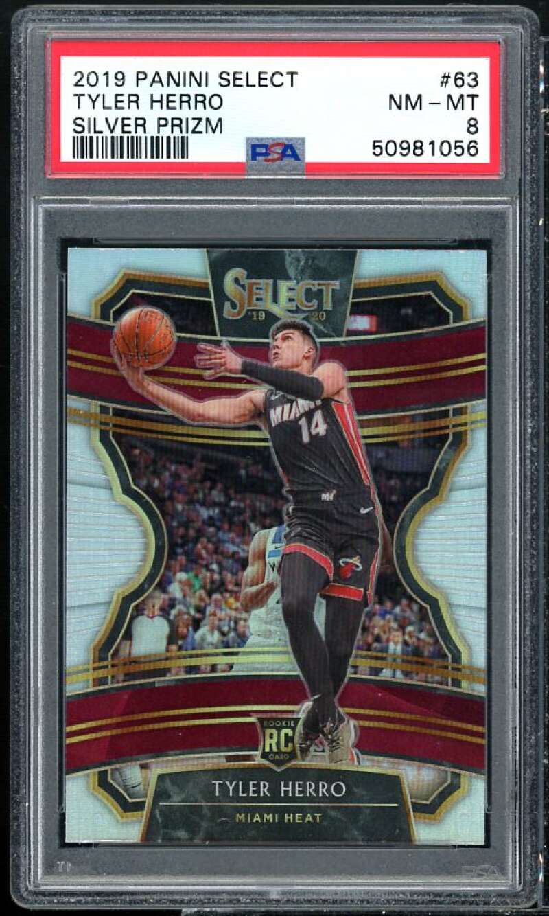 Tyler Herro Rookie Card 2019-20 Panini Select Siver Prizm #63 PSA 8 Image 1