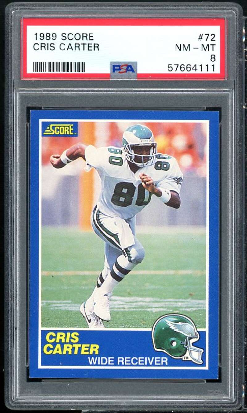 Cris Carter Rookie Card 1989 Score #72 PSA 8 Image 1