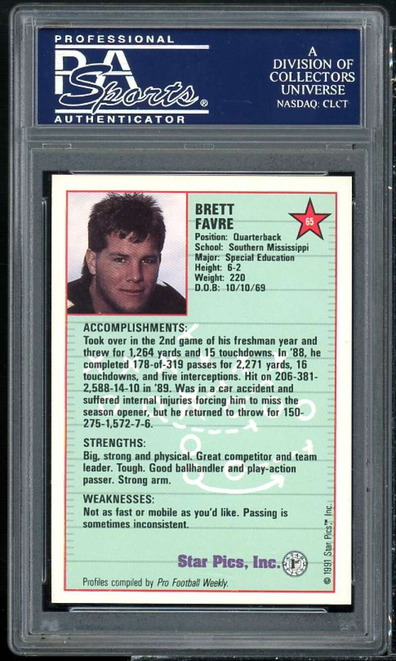 Brett Favre Rookie Card 1991 Star Pics #65 PSA 9 Image 2