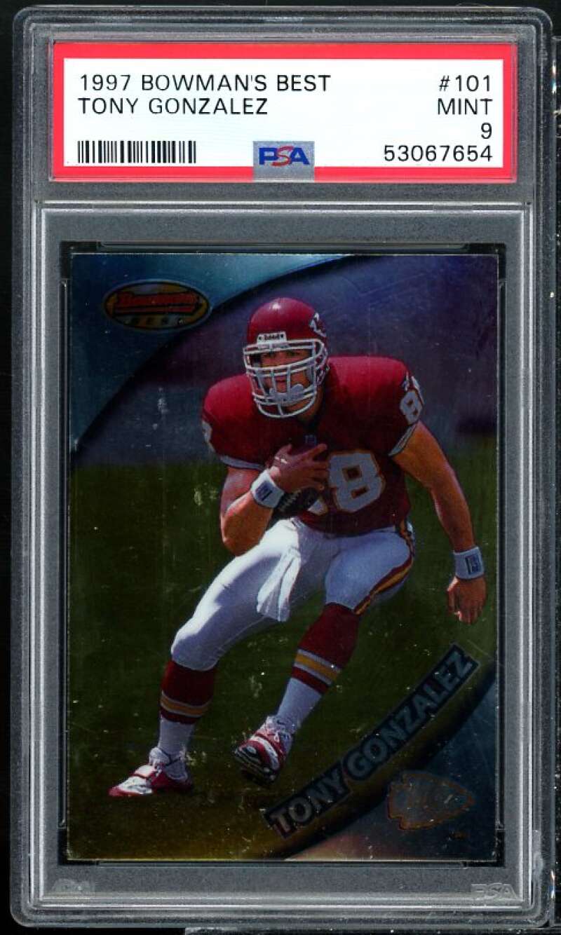 Tony Gonzalez Rookie Card 1997 Bowman's Best #101 PSA 9 Image 1