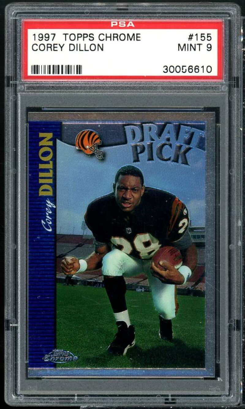 Corey Dillon Rookie Card 1997 Topps Chrome #155 PSA 9 Image 1