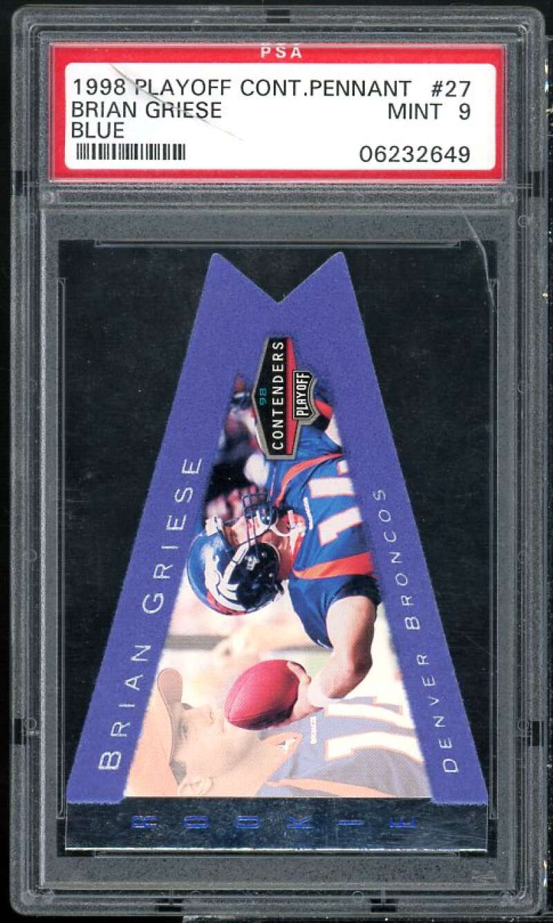 Brian Griese Rookie Card 1998 Playoff Cont Pennant Blue #27 PSA 9 (LOOK) Image 1