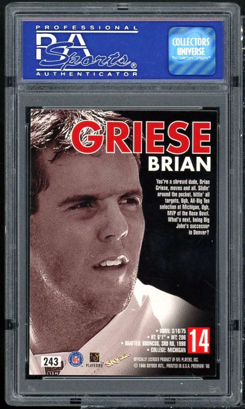 Brian Griese Rookie Card 1998 SkyBox Premium #243 PSA 9 Image 2