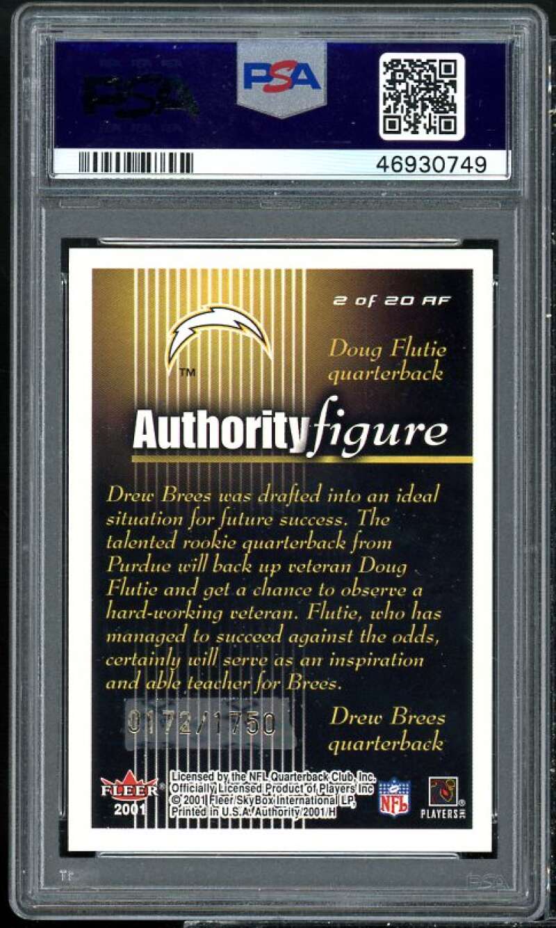 Doug Flutie / Drew Brees Rookie Card 2001 Fleer Authority #2 PSA 8 Image 2