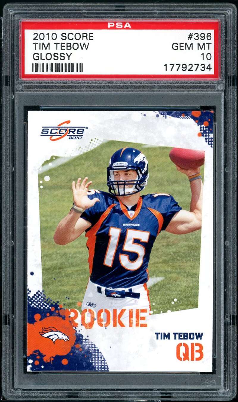 Tim Tebow Rookie Card 2010 Score Glossy #396 (pop 7) PSA 10 Image 1