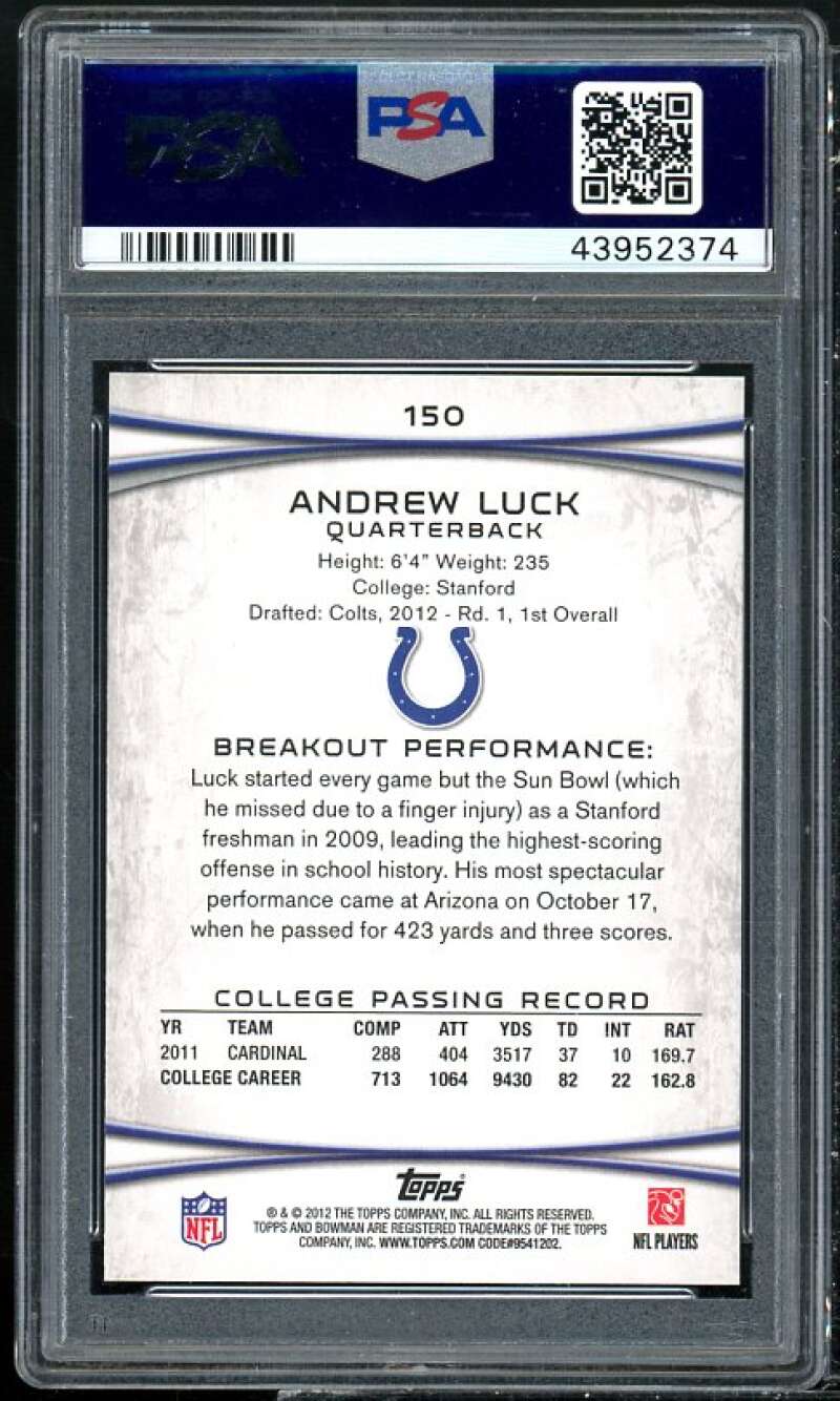 Andrew Luck Rookie Card 2012 Bowman Gold #150 PSA 10 Image 2