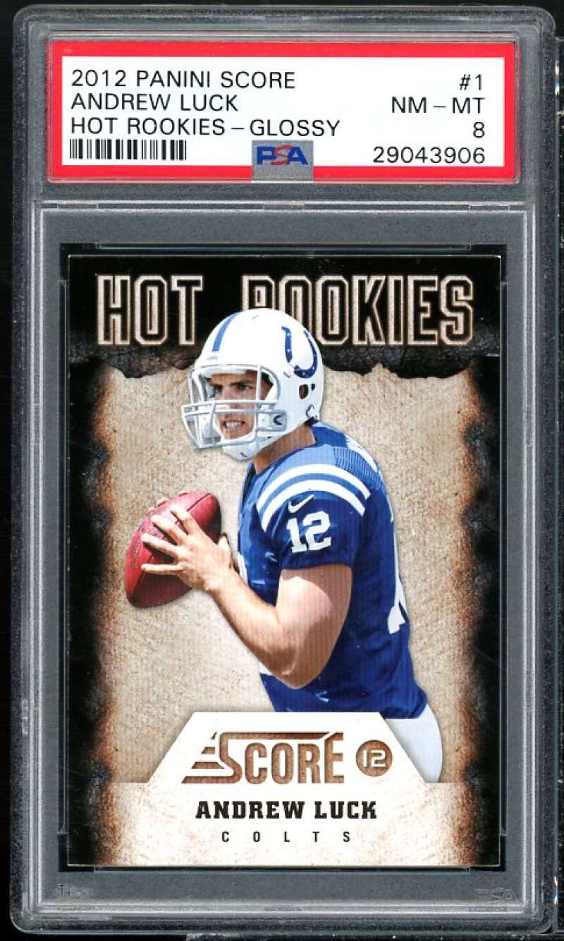 Andrew Luck Rookie Card 2012 Panini Score Hot Rookies Glossy #1 PSA 8 Image 1