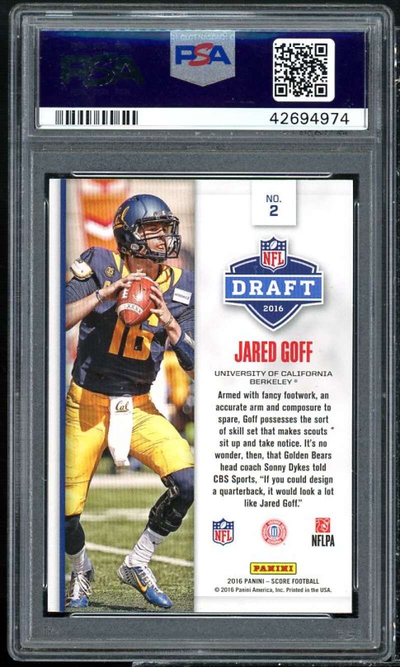 Jared Goff Rookie 2016 Panini Contenders DP Game Day Score Draft Gold #2 PSA 9 Image 2