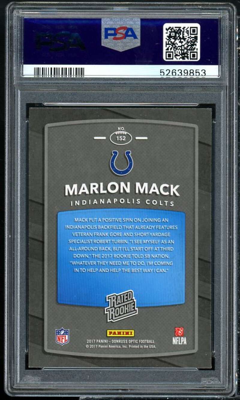 Marlon Mack Rookie Card 2017 Donruss Optic #152 PSA 9 Image 2