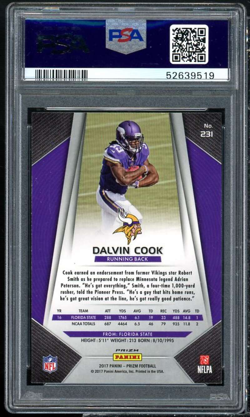 Dalvin Cook Rookie Card 2017 Panini Prizm Prizm #231 PSA 9 Image 2