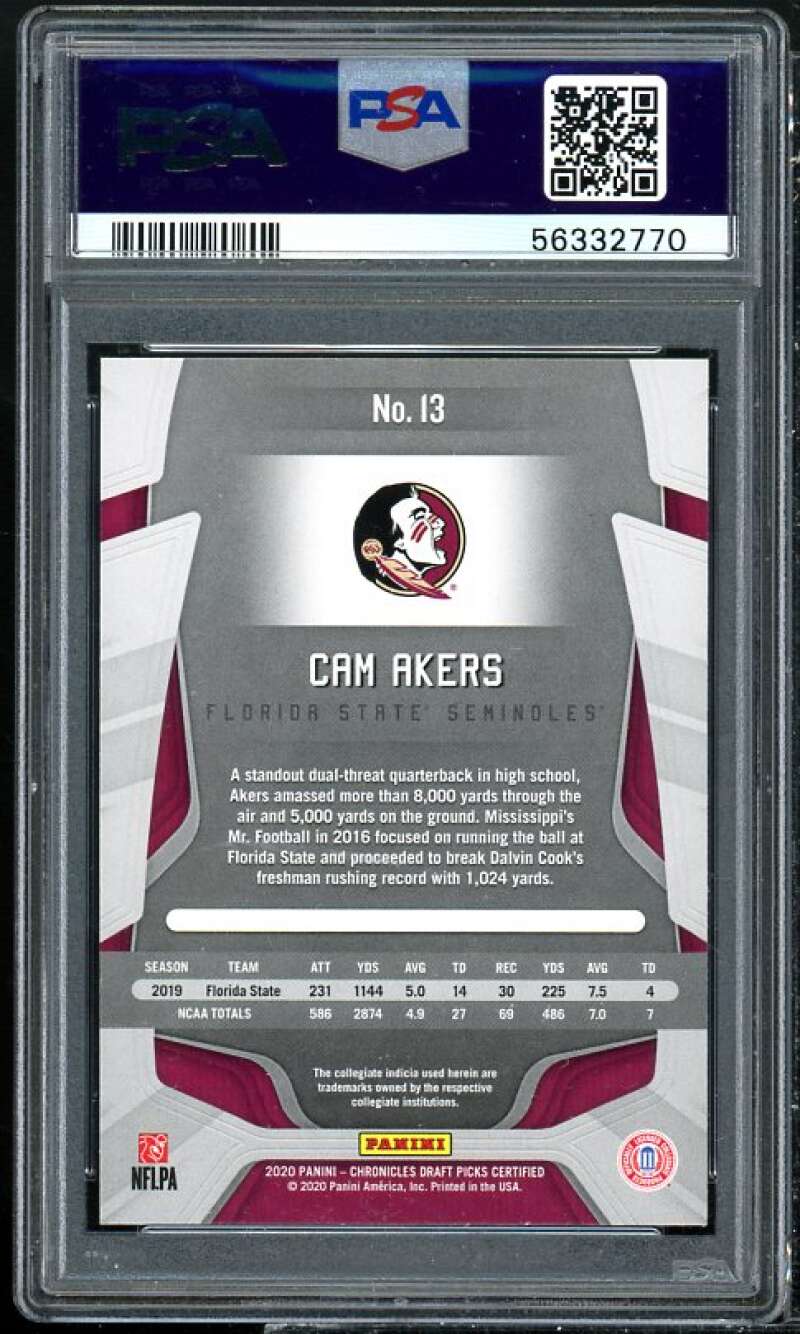 Cam Akers Rookie Card 2020 Panini Chronicles DP Certified #13 PSA 9 Image 2