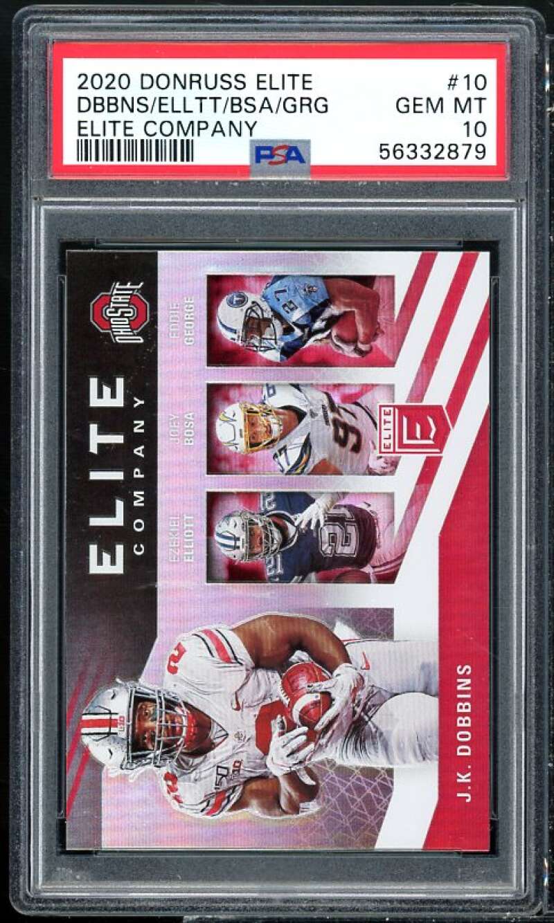 Bossa/George/Elliott/ J.K. Dobbins Rookie 2020 Donruss Elite Company #10 PSA 10 Image 1