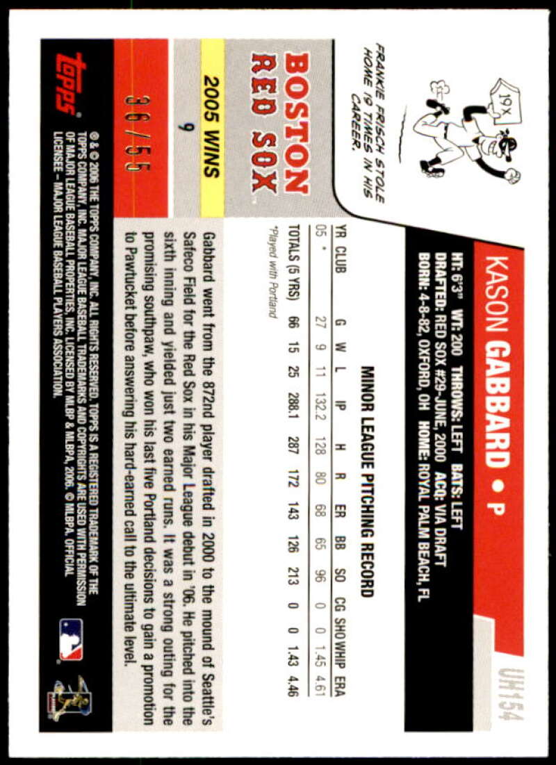 Kason Gabbard Rookie Card 2006 Topps Update Black #UH154 Image 2