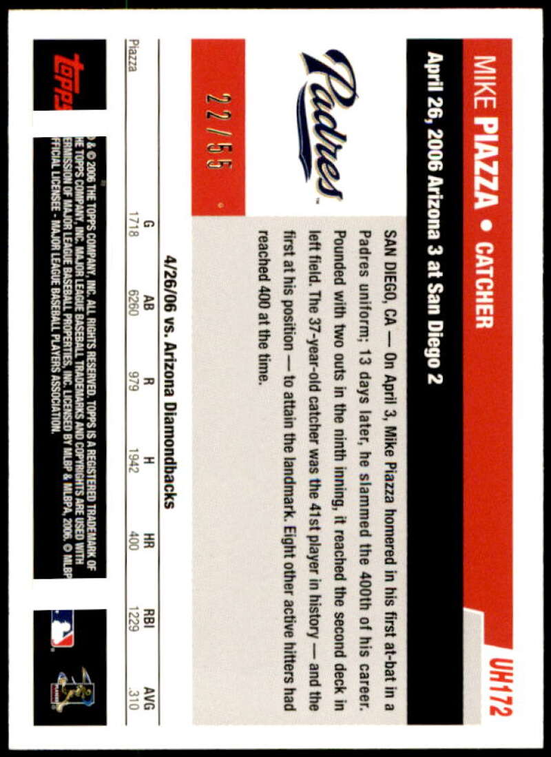 Mike Piazza Card 2006 Topps Update Black #UH172 Image 2