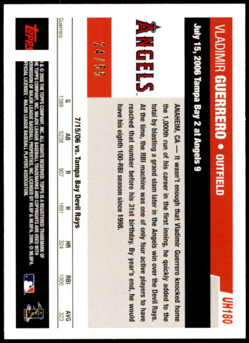 Vladimir Guerrero Card 2006 Topps Update Black #UH180 Image 2