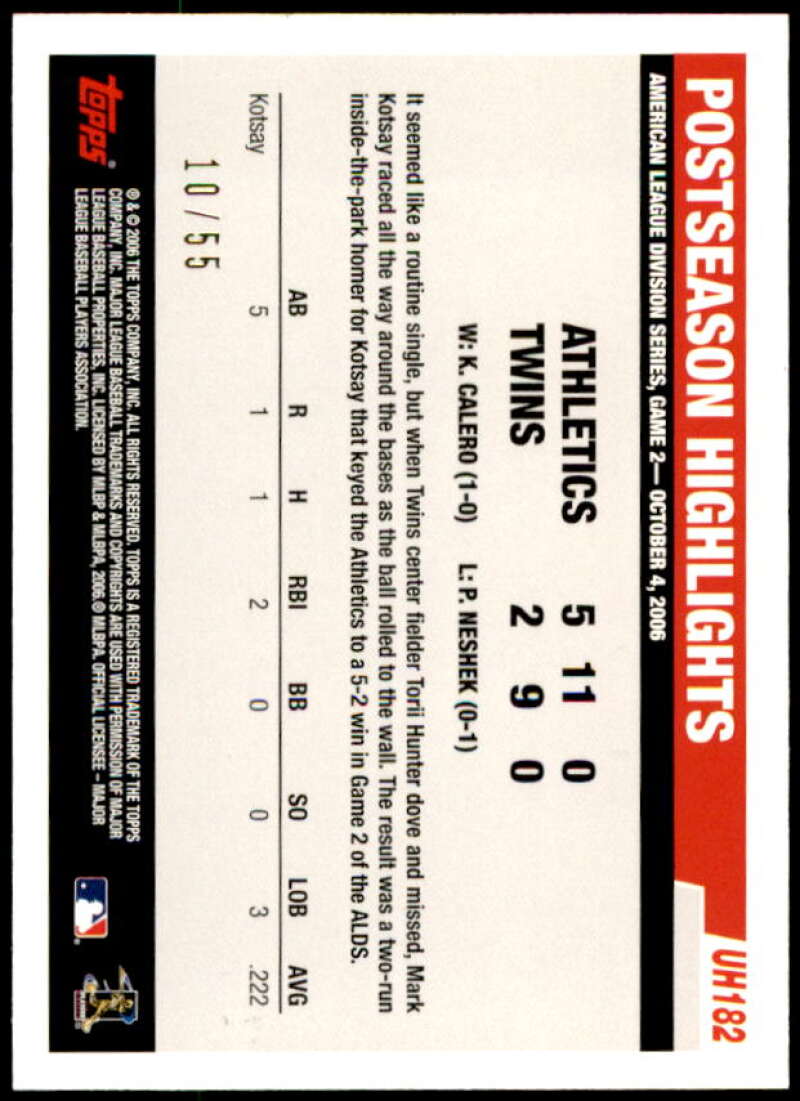 Mark Kotsay Card 2006 Topps Update Black #UH182 Image 2