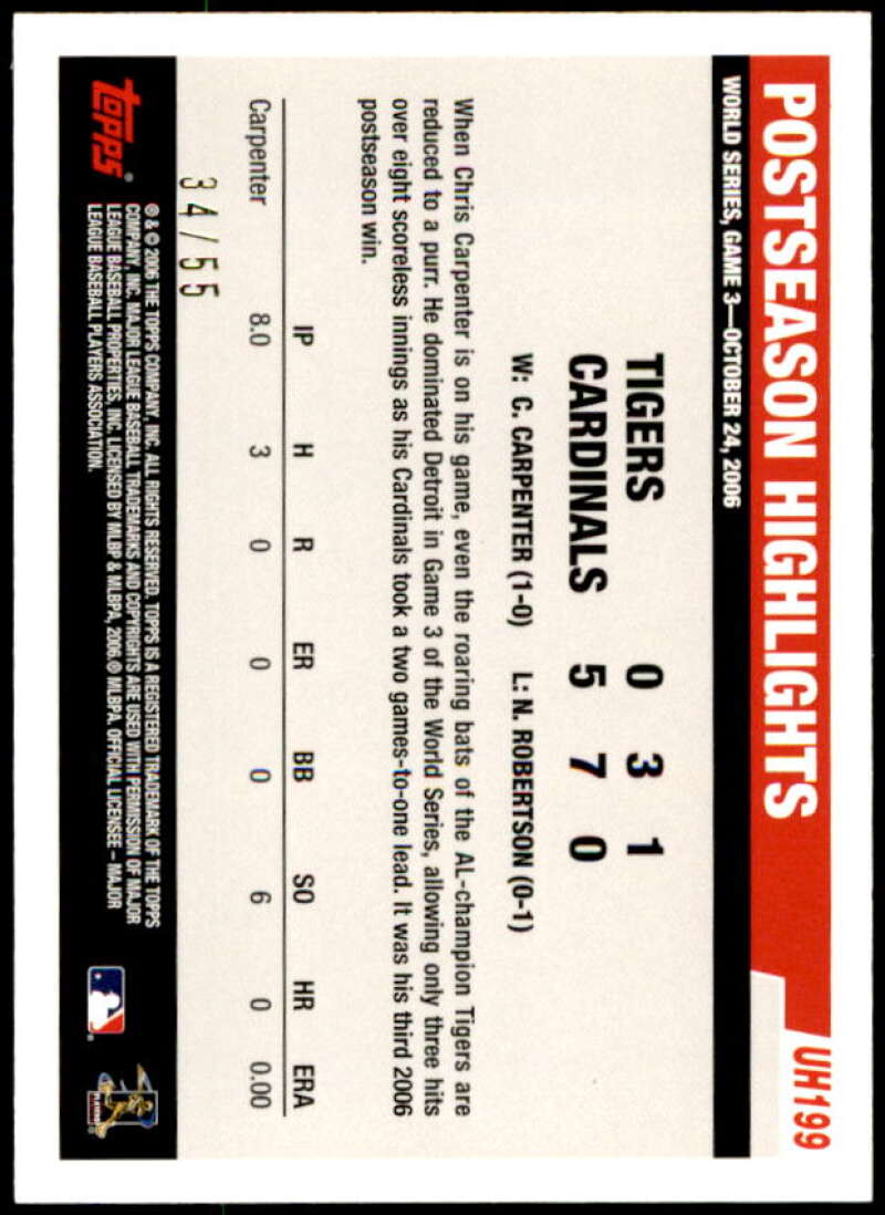 Chris Carpenter Card 2006 Topps Update Black #UH199 Image 2