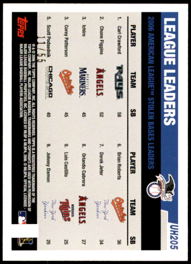 Carl Crawford/Chone Figgins/Ichiro Suzuki Card 2006 Topps Update Black #UH205 Image 2