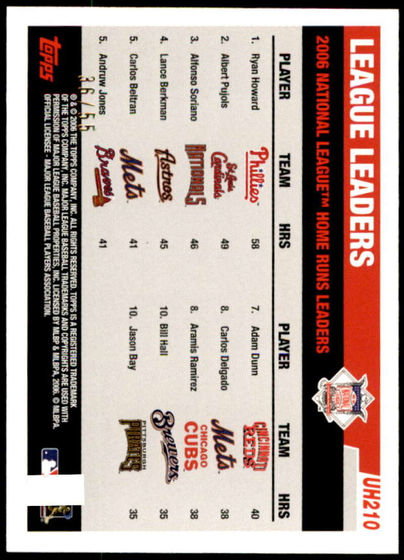 Ryan Howard/Albert Pujols/Alfonso Soriano Card 2006 Topps Update Black #UH210 Image 2