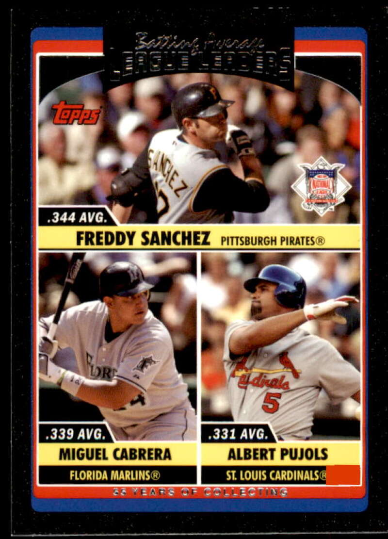 Freddy Sanchez/Miguel Cabrera/Albert Pujols Card 2006 Topps Update Black #UH211 Image 1