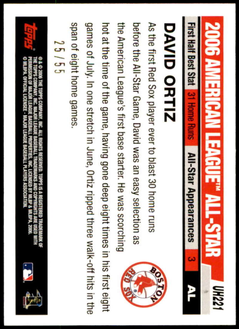 David Ortiz Card 2006 Topps Update Black #UH221 Image 2