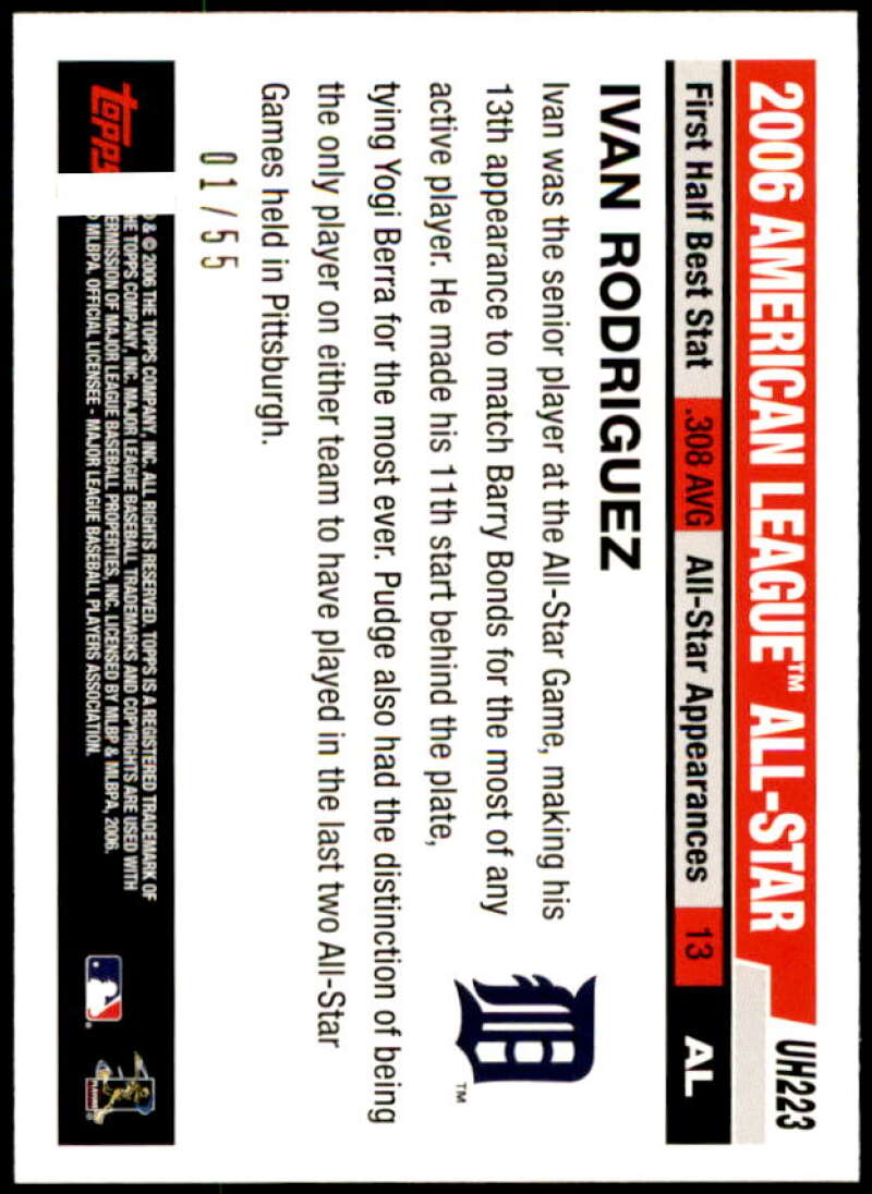 Ivan rodriguez Card 2006 Topps Update Black #UH223 Image 2