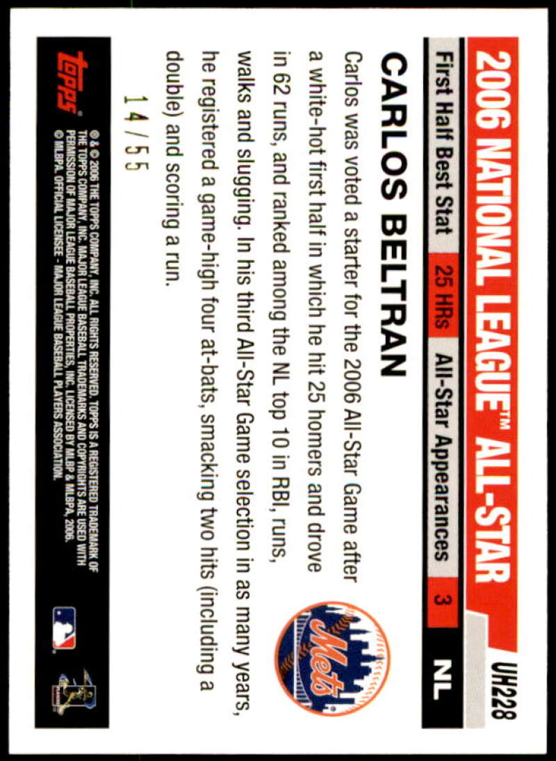 Carlos Beltran Card 2006 Topps Update Black #UH228 Image 2