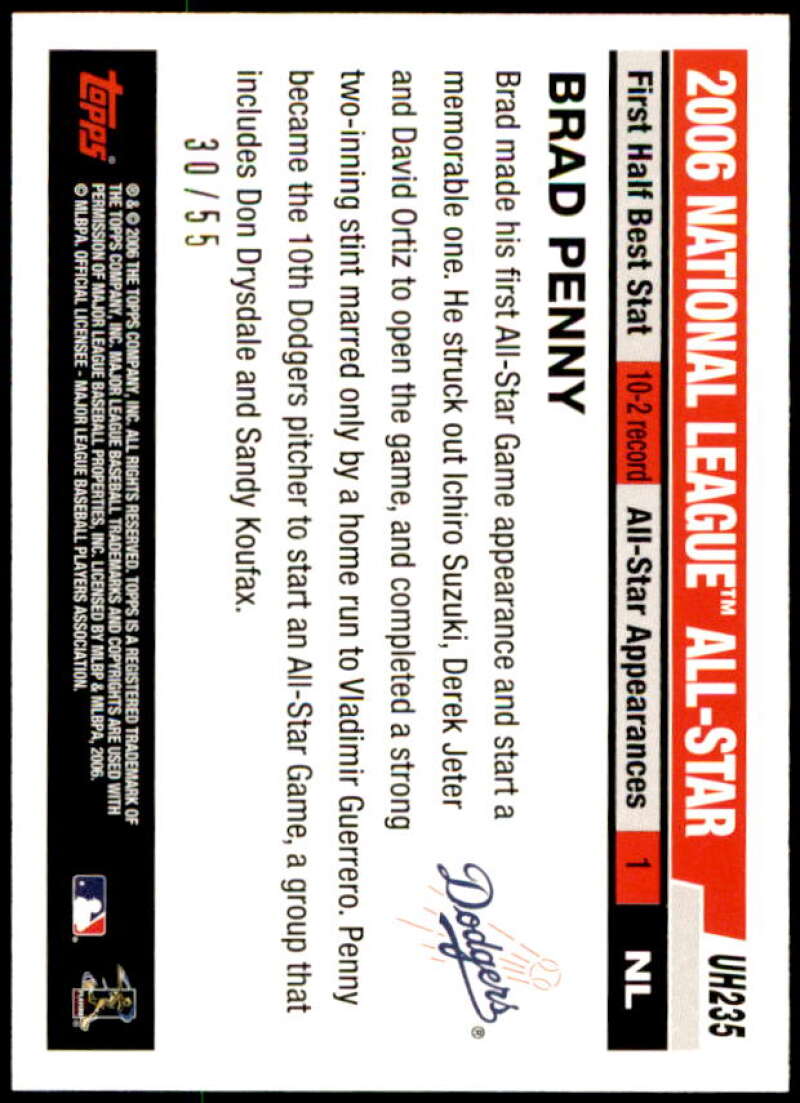 Brad Penny Card 2006 Topps Update Black #UH235 Image 2
