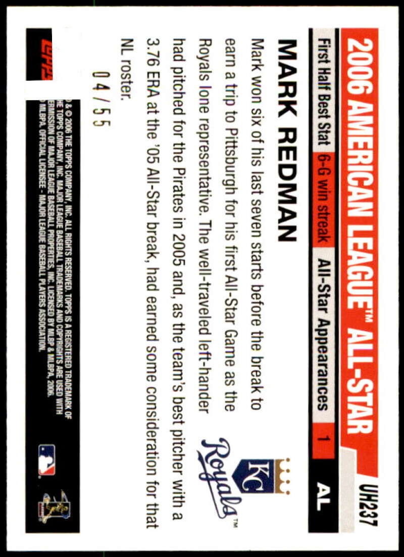 Mark Redman Card 2006 Topps Update Black #UH237 Image 2