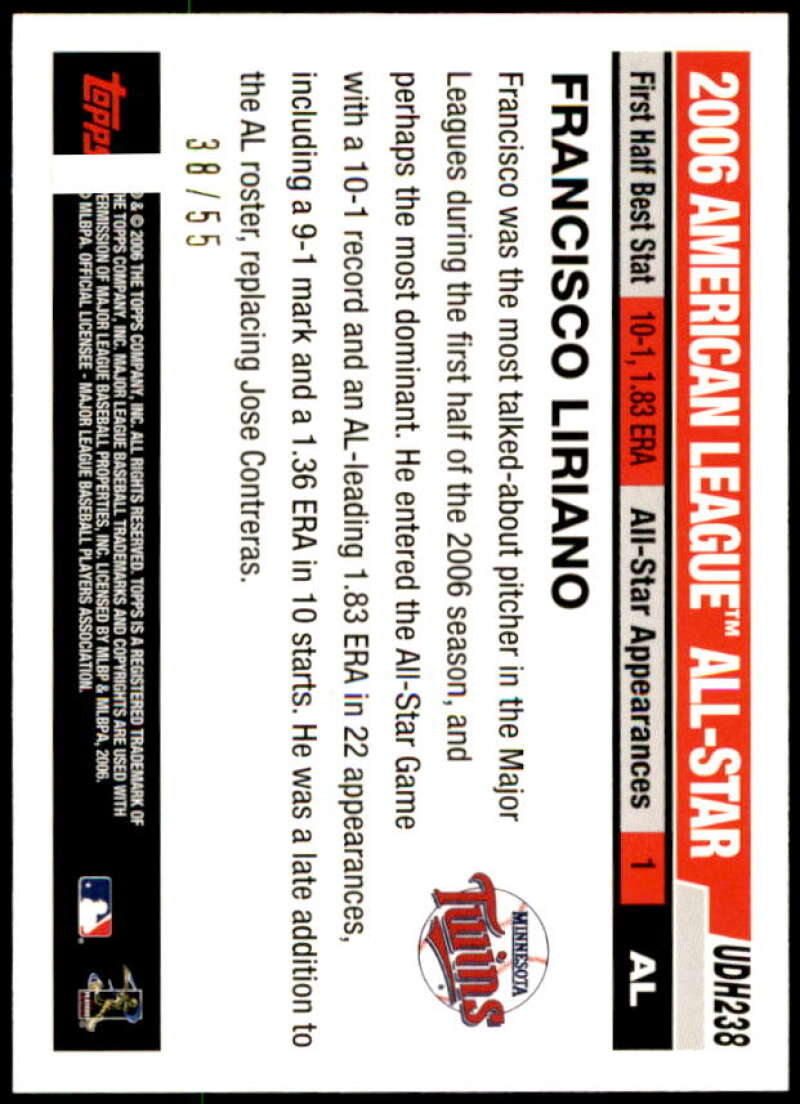 Francisco Liriano Card 2006 Topps Update Black #UH238 Image 2