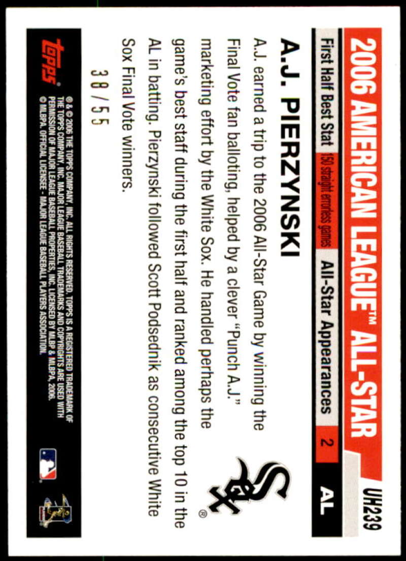 A.J. Pierzynski Card 2006 Topps Update Black #UH239 Image 2