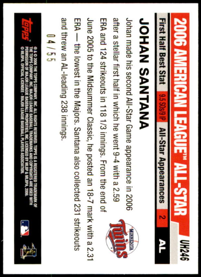 Johan Santana Card 2006 Topps Update Black #UH246 Image 2