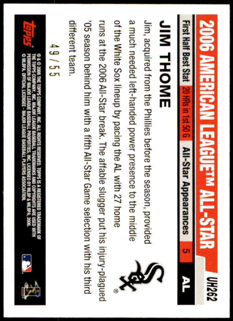 Jim Thome Card 2006 Topps Update Black #UH262 Image 2