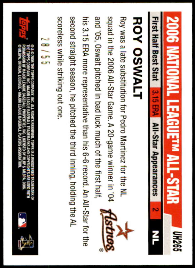 Roy Oswalt Card 2006 Topps Update Black #UH265 Image 2