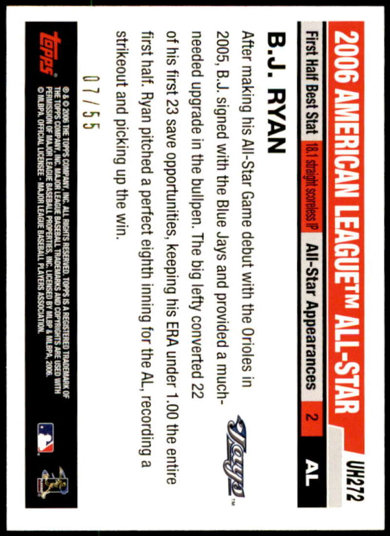 B.J. Ryan Card 2006 Topps Update Black #UH272 Image 2