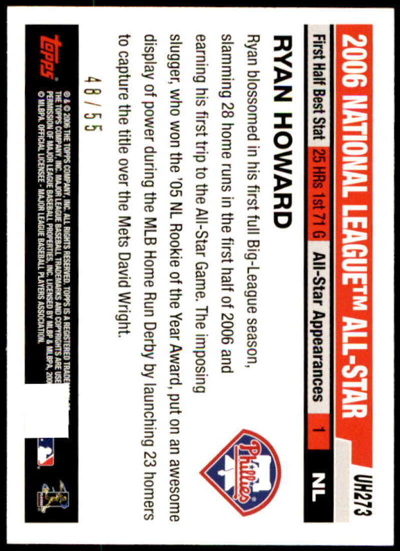 Ryan Howard Card 2006 Topps Update Black #UH273 Image 2