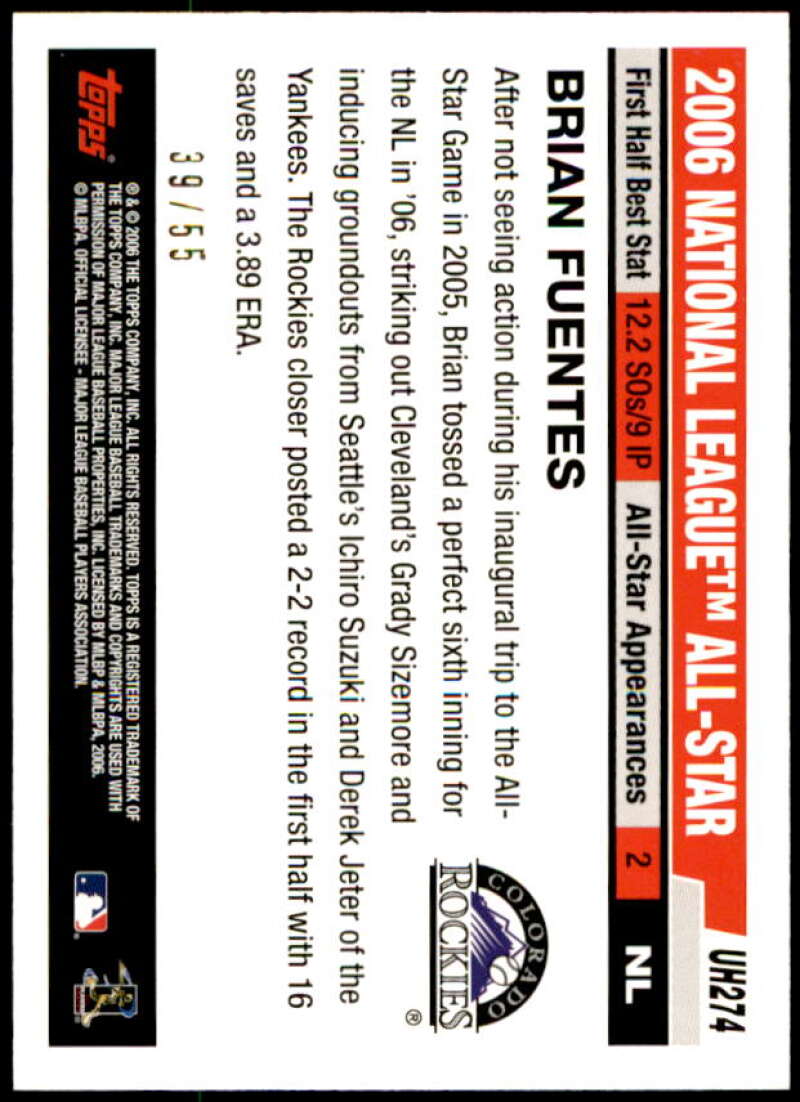 Brian Fuentes Card 2006 Topps Update Black #UH274 Image 2
