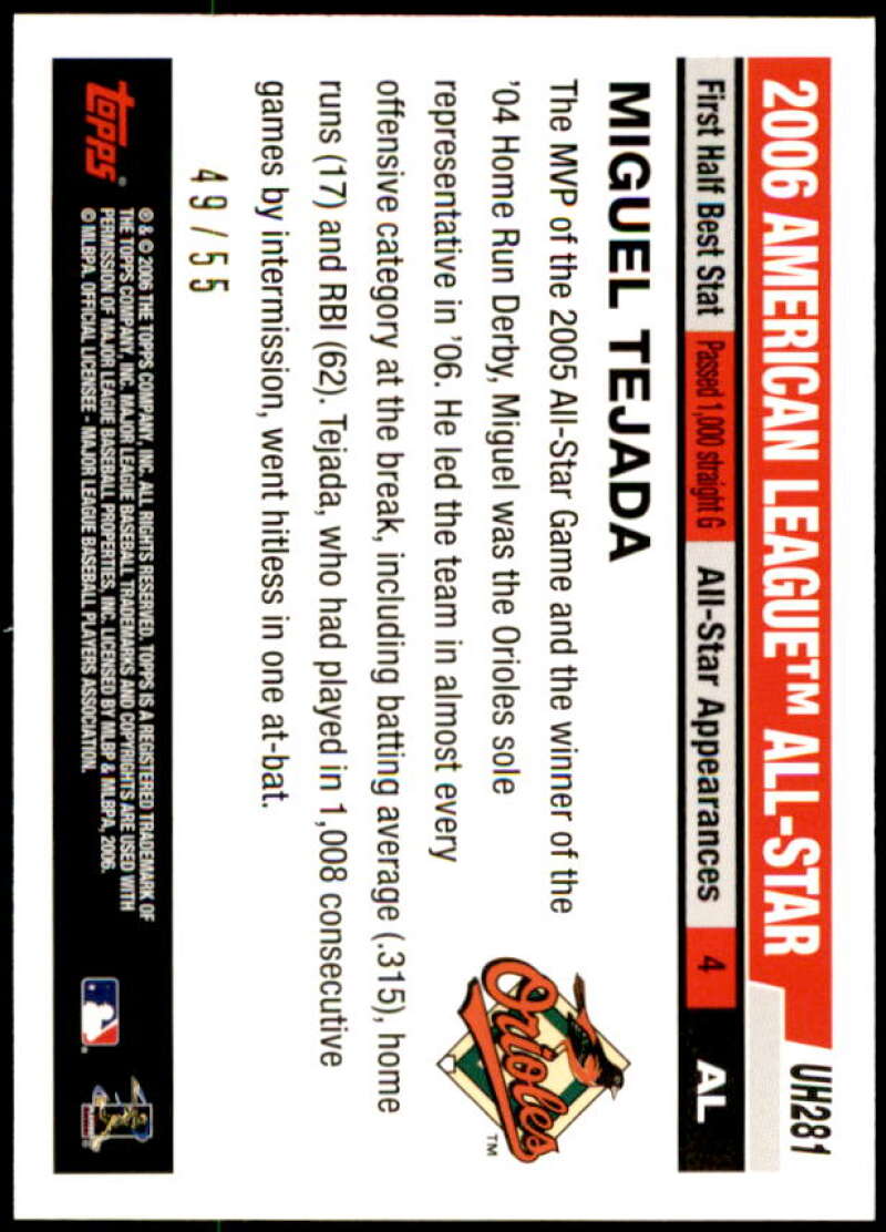Miguel Tejada Card 2006 Topps Update Black #UH281 Image 2