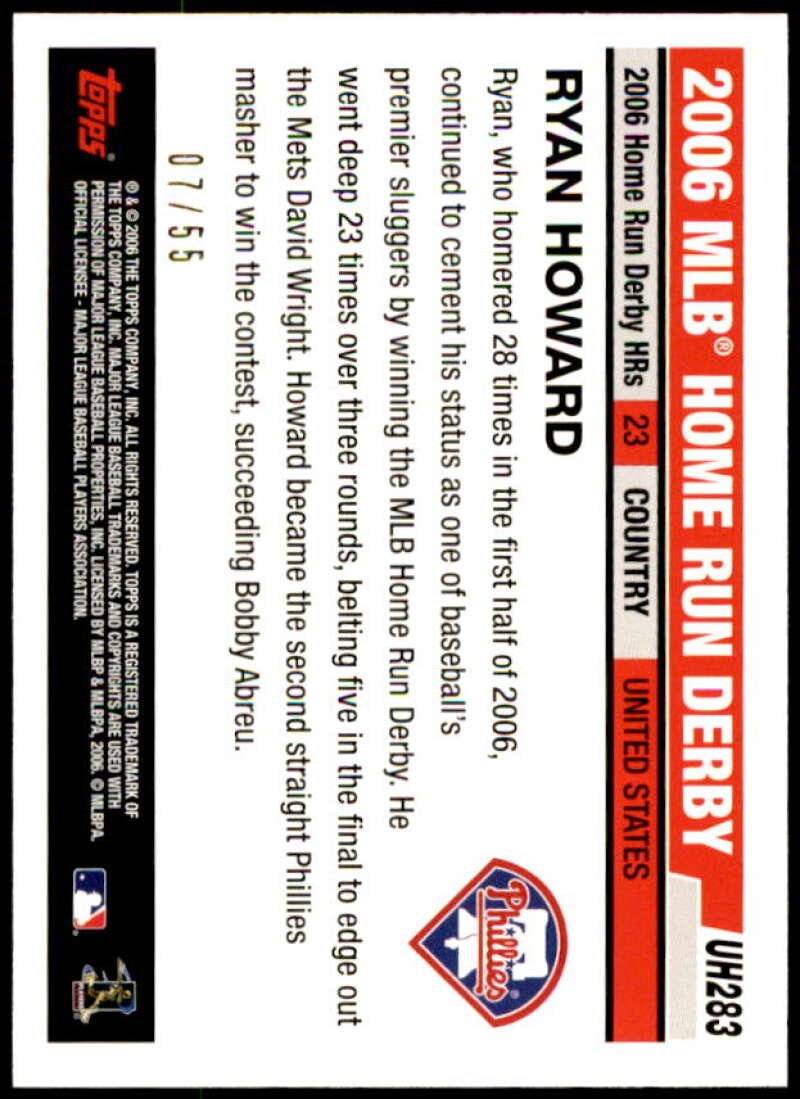 Ryan Howard Card 2006 Topps Update Black #UH283 Image 2