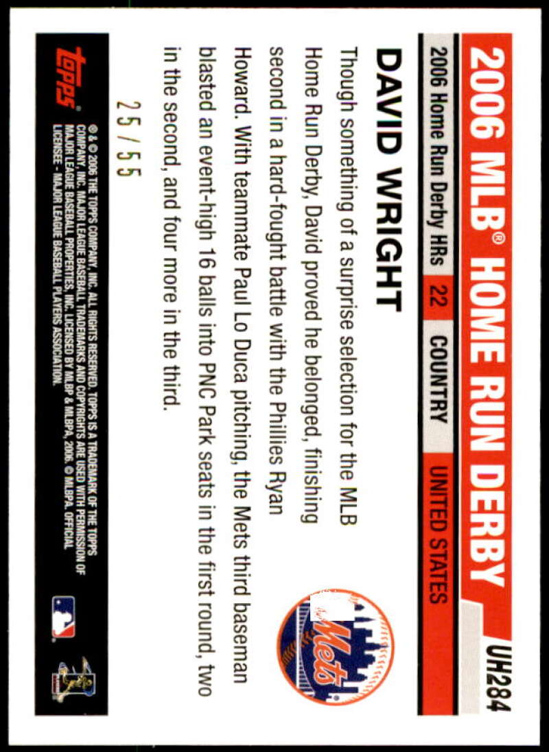 David Wright Card 2006 Topps Update Black #UH284 Image 2