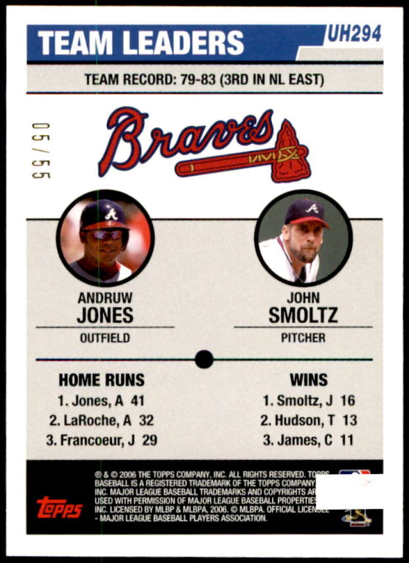 Andruw Jones/John Smoltz Card 2006 Topps Update Black #UH294 Image 2