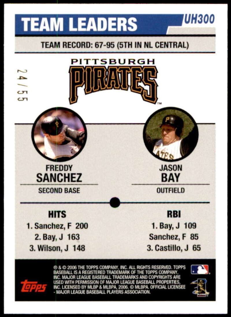 Freddy Sanchez/Jason Bay Card 2006 Topps Update Black #UH300 Image 2