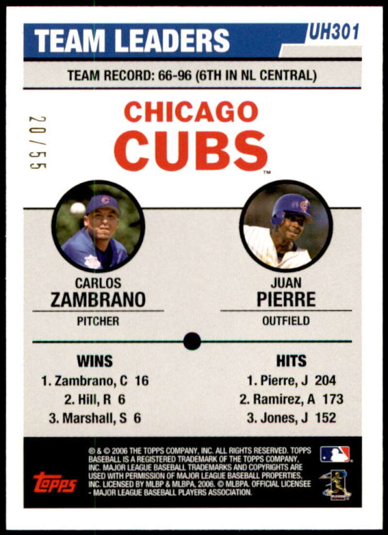 Carlos Zambrano/Juan Pierre Card 2006 Topps Update Black #UH301 Image 2