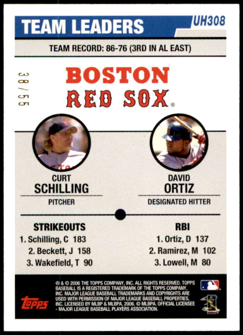 Curt Schilling/David Ortiz Card 2006 Topps Update Black #UH308 Image 2