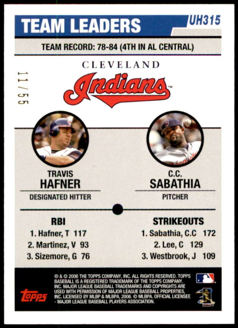 Travis Hafner / C.C. Sabathia Card 2006 Topps Update Black #UH315 Image 2