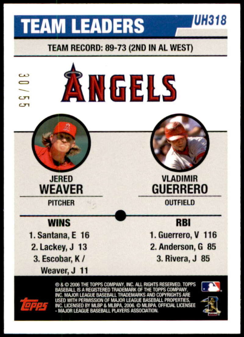 Jered Weaver/Vladimir Guerrero Card 2006 Topps Update Black #UH318 Image 2