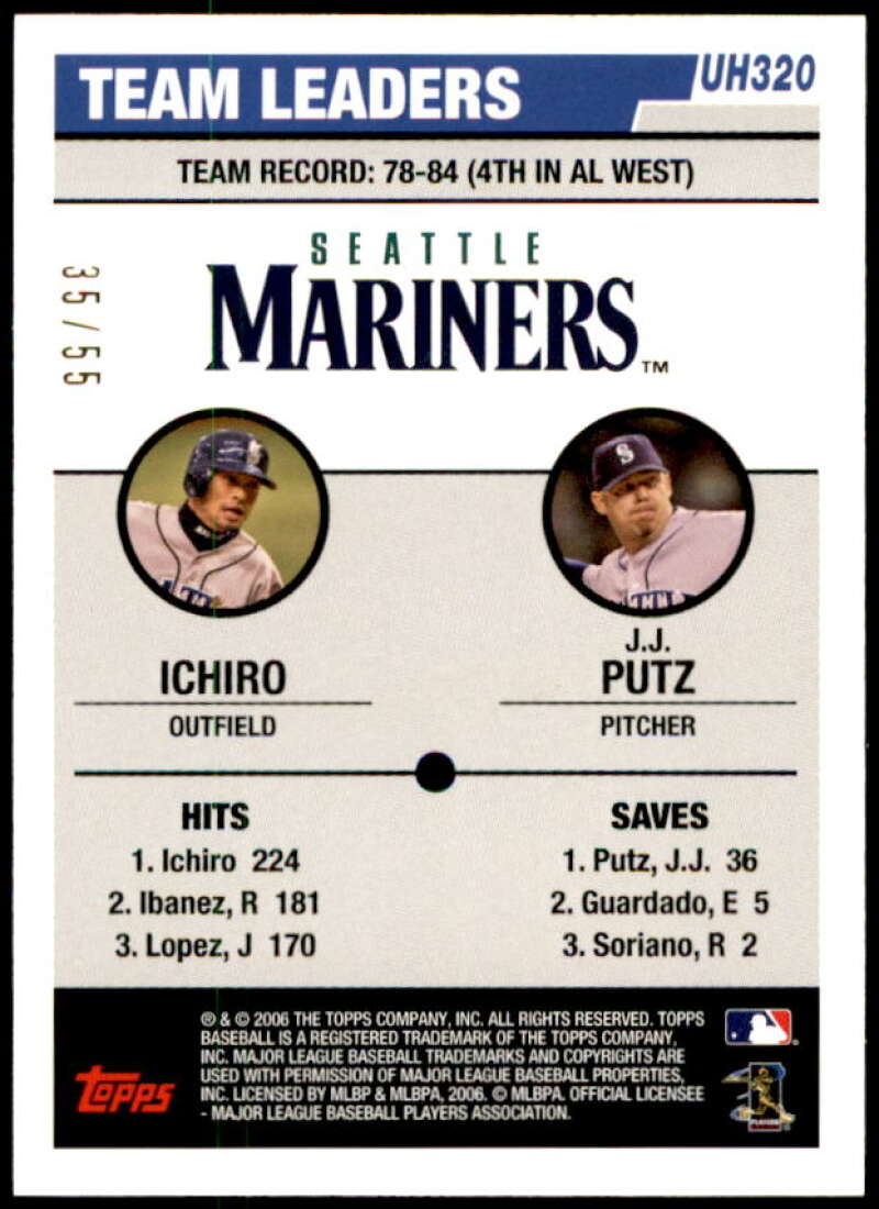 Ichiro Suzuki/J.J. Putz Card 2006 Topps Update Black #UH320 Image 2