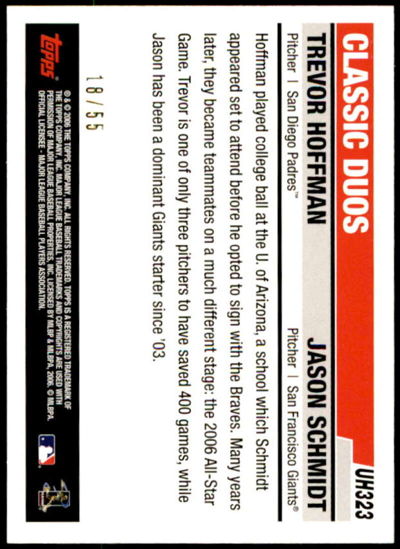 Trevor Hoffman/Jason Schmidt Card 2006 Topps Update Black #UH323 Image 2