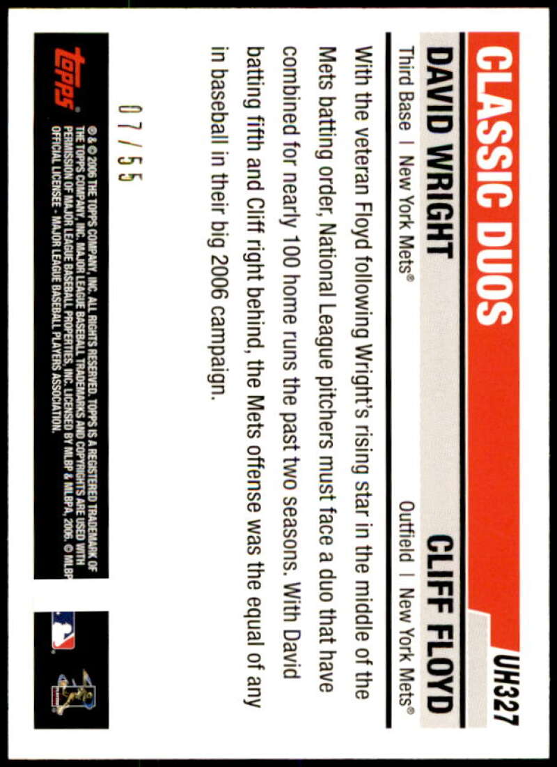 David Wright/Cliff Floyd Card 2006 Topps Update Black #UH327 Image 2