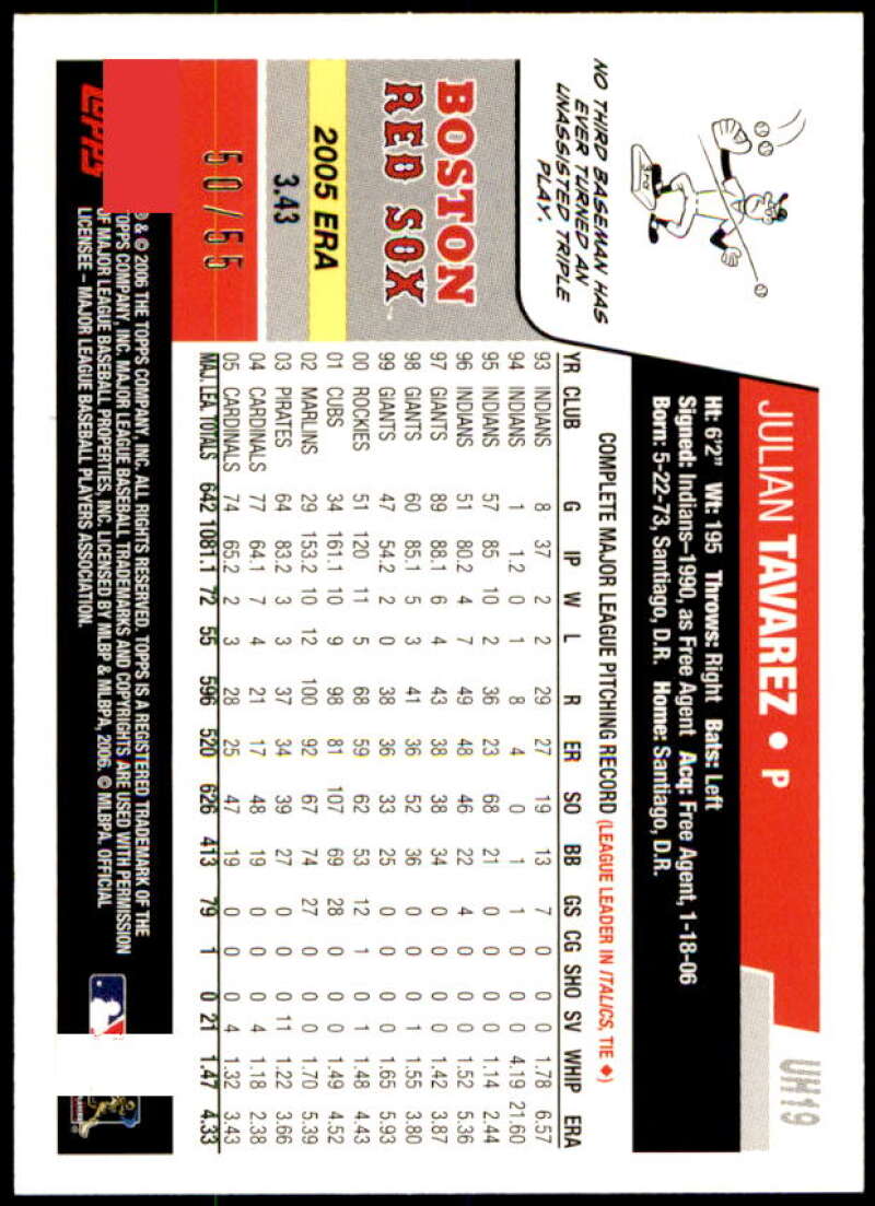 Julian Tavarez Card 2006 Topps Update Black #UH19 Image 2